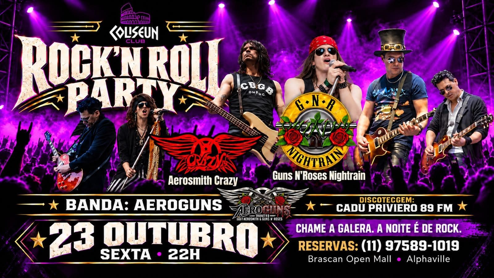 ROCK'N ROLL PARTY - BANDA AEROGUNS - DISCOTECAGEM CADU PRIVIERO 89 FM