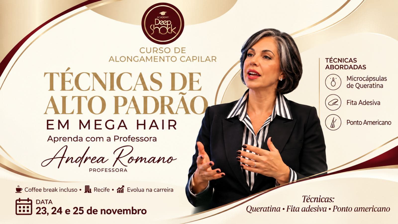 Curso Mega Hair – Andréa Romano | 23, 24 e 25 de novembro