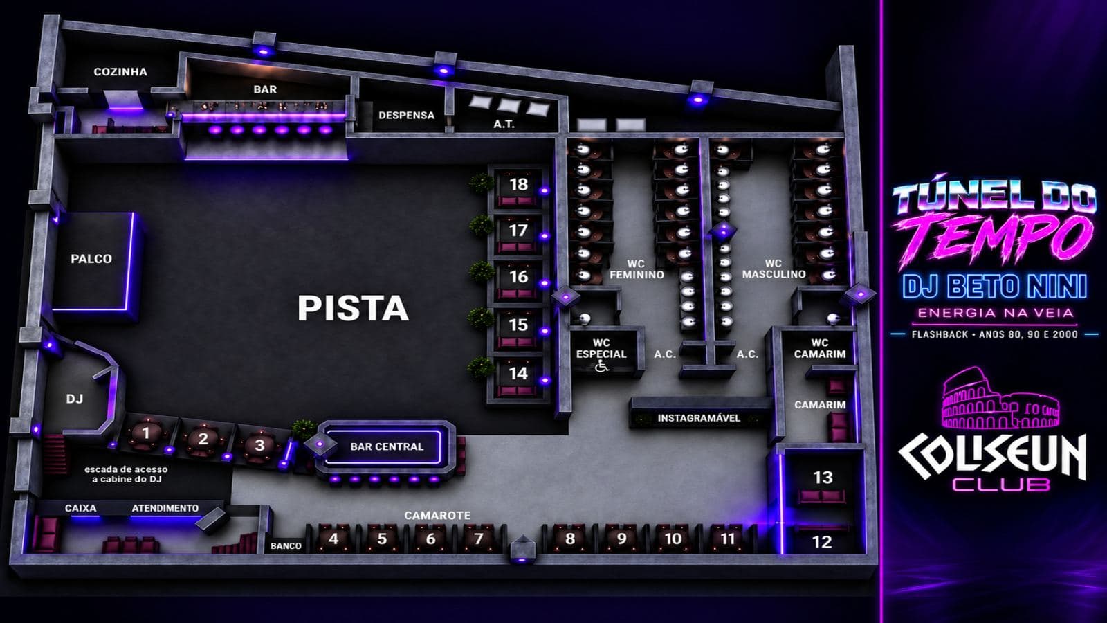 Mapa do evento 🪩 TÚNEL DO TEMPO — DJ BETO NINI | ENERGIA NA VEIA