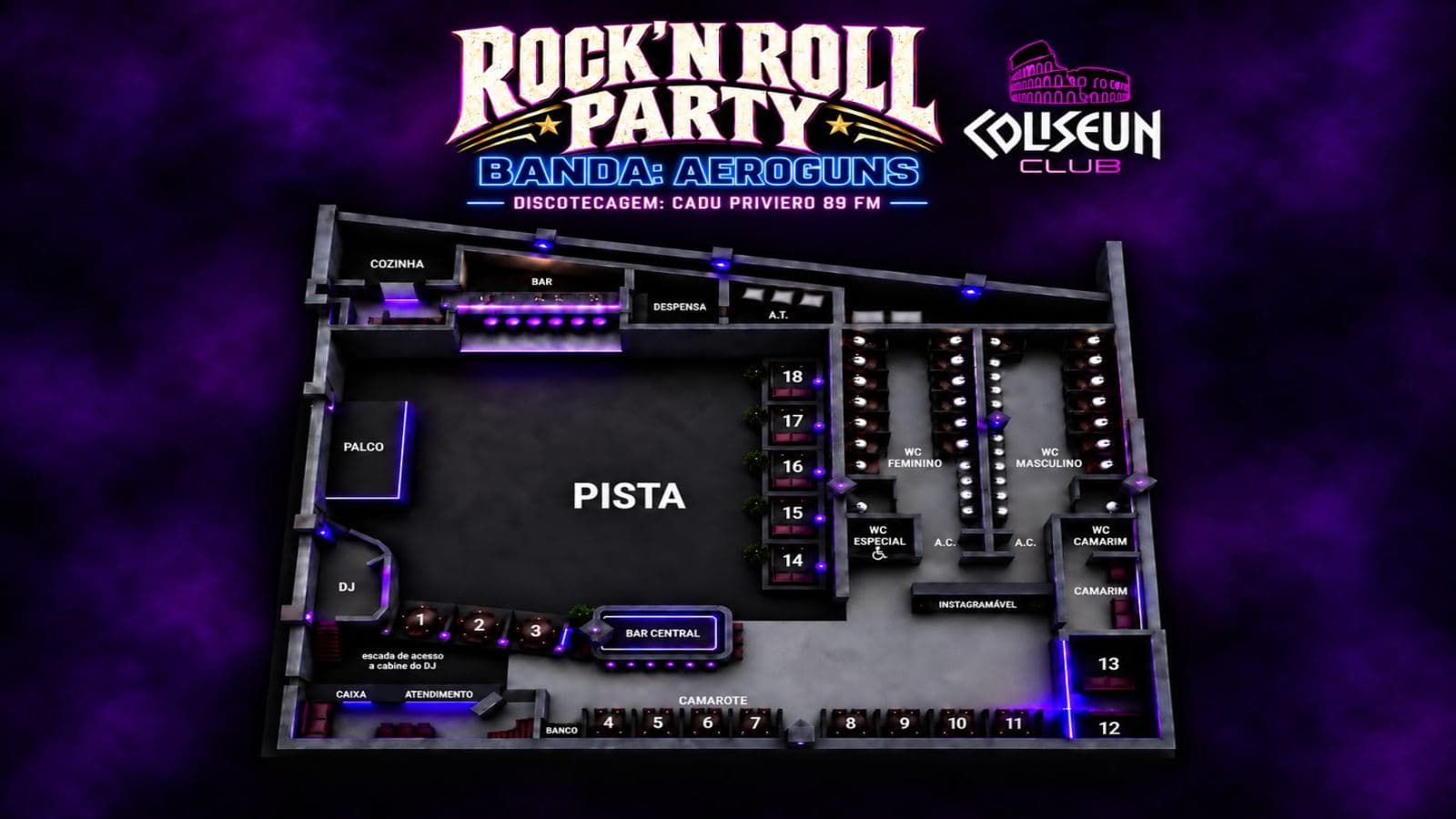 Mapa do evento ROCK'N ROLL PARTY - BANDA AEROGUNS - DISCOTECAGEM CADU PRIVIERO 89 FM