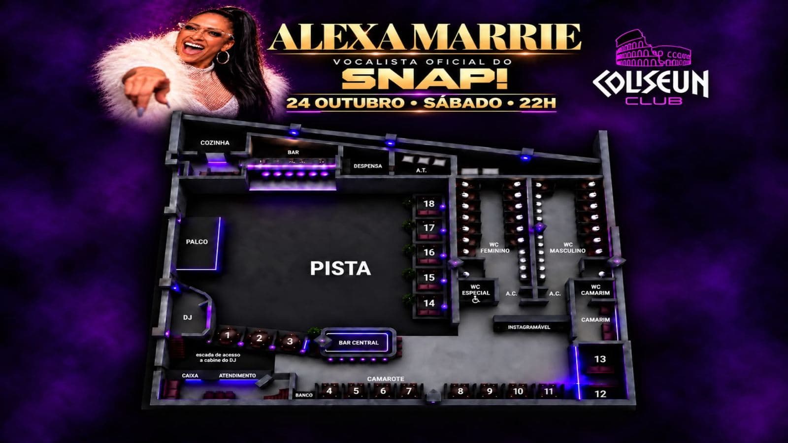 Mapa do evento Show com Alexa Marrie – Vocalista Oficial do SNAP!