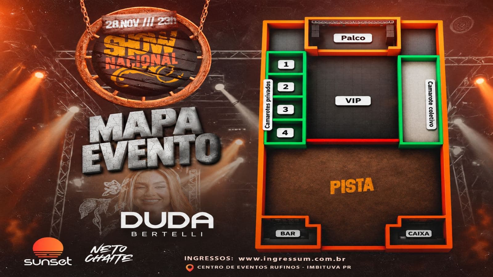 Mapa do evento Show Nacional DUDA BERTELLI